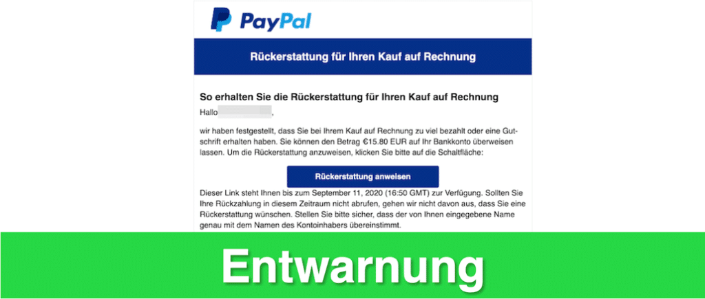 Paypal E Mail R Ckerstattung F R Ihren Kauf Auf Rechnung