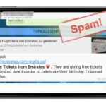 WhatsApp: Loooook 2 Free Tickets from Emirates ist Spam