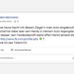 Facebook Kettenbrief Post Einbruch Auto