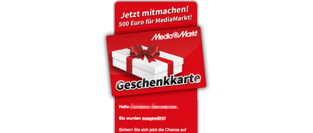 Gewinnspiel Black Friday Media Markt-Gutschein führt zu Datensammler