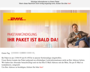 Neue Phishing-E-Mail Im Namen Von DHL Paket Im Umlauf