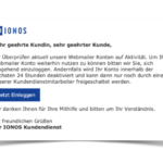 2020-02-18 1und1 IONOS Spam-Mail Fake Deaktivierung Ihres Webmail Kontos