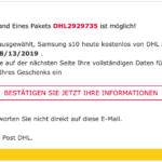 2019-08-14 E-Mail im Namen von DHL Datensammler Falle