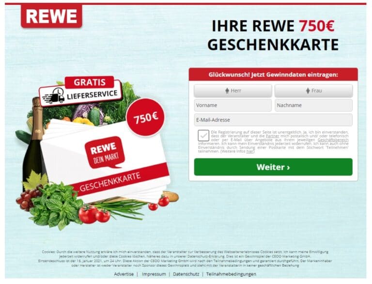 REWE Fake Diese EMails sind, Spam Betrug oder eine Falle